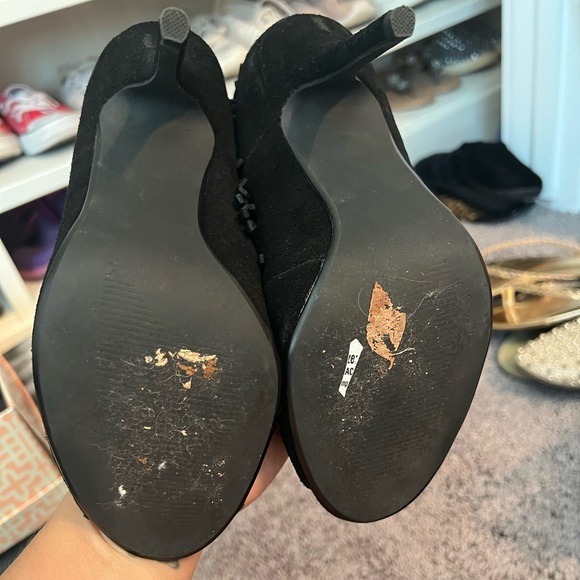 Steve Madden suede fringe open toe heels - Picture 3 of 3